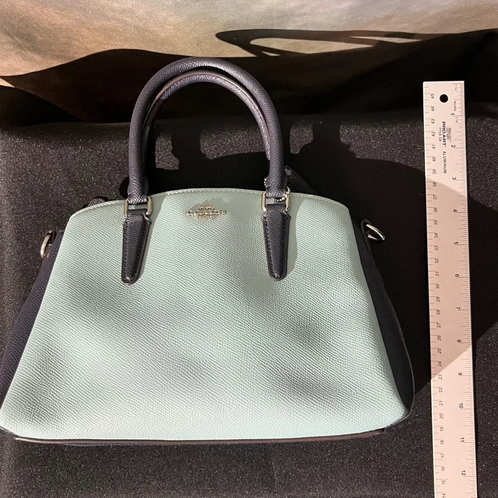 Coach Mini Sage‎ Carryall Colorblock Satchel Light Blue Navy Blue Style F73115